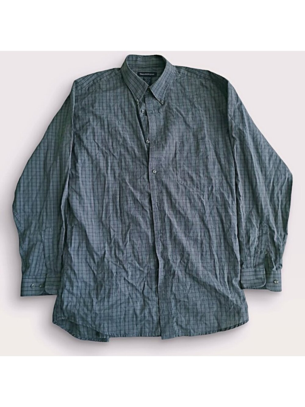Denver Hayes Oversized Plaid Flannel Shirt Red Grey Vintage (L)